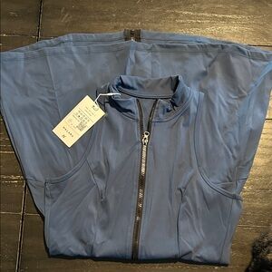 HALARA Oxford Blue Zip-Up Top